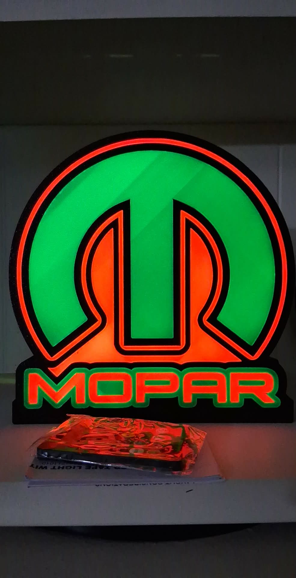 MOPAR Green Yellow LED light box – custom 3D printed – Lit Layer Creations